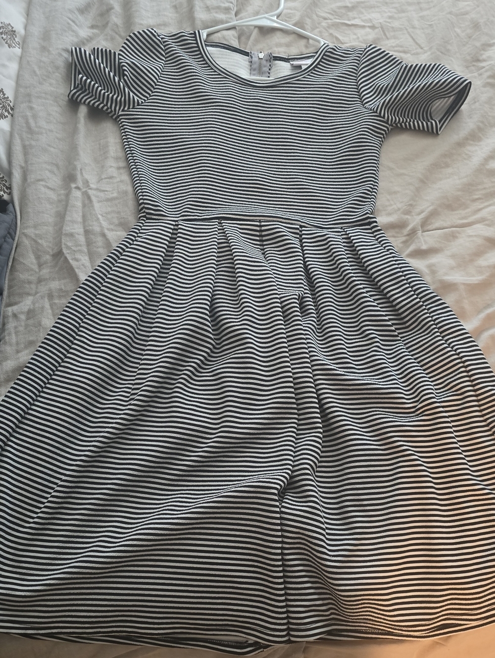 LuLaRoe Black and White Striped Midi Dress